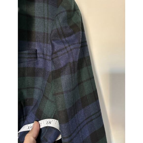 J. Crew Blazer Jacket 10 Blue Green Plaid Check Two Buttons Fall Winter Preppy - Picture 8 of 11